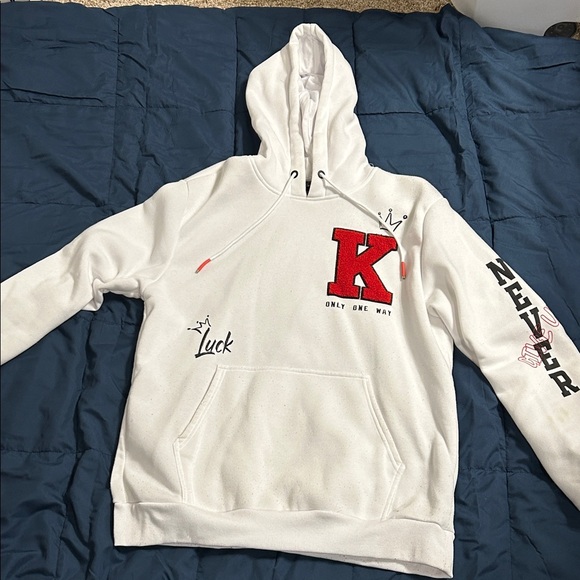 White Hoodie with Red Accents